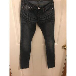 VIP Jeans Sculpting Stretch Skinny Legs Diamond Glass Buttons Size 3/4